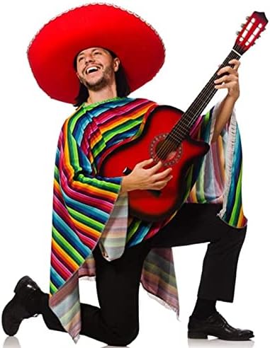 Men Women Mexican Serape Poncho Colorful Cinco De Mayo Mexican Fiesta Serape Poncho Fiesta Cosplay Party Supplies Halloween Costume Mexico Traditional Serapes Ponchoes for Adults - Image 4