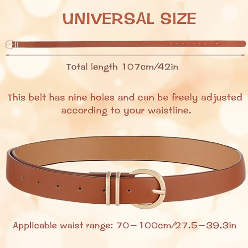 Leather Belts for Women, Women Belts for Jeans Dresses Ladies Waist Belt with Fashion Gold Buckle Brown Black Belt3