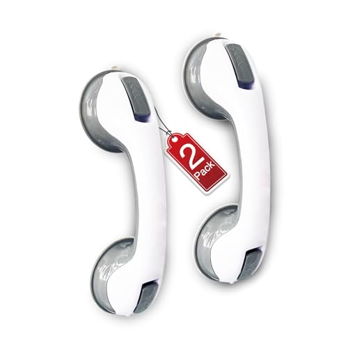 2 Pack Grab Bars for Bathtubs & Showers - Strong Suction Shower Handle, Safety Grab Bars for Seniors & Handicap, Elderly Accessories