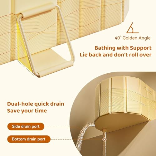 Image of Portable Ice Bath Tub for Adults Foldable Bathtub Spa, Thick Insulated Soaking BathTub with Drain, Home Bathroom Large Ice Bath Tub & Hot Spa Bath Relaxation (Sandal)