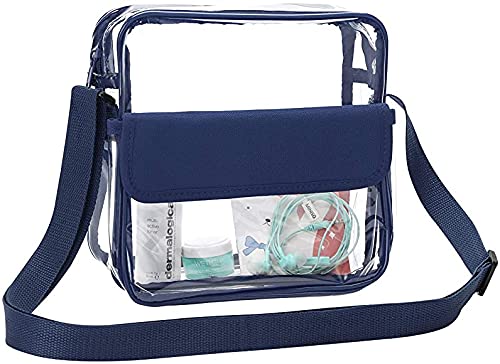 Clear Cross body Messenger Shoulder Bag with Zipper Closure Adjustable Strap Stadium Approved Clear Bag For Girls-picture-39