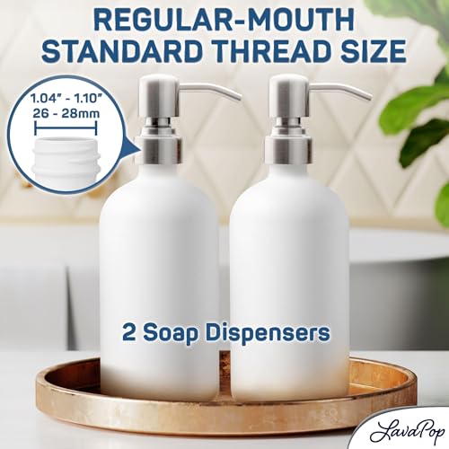LavaPop Soap Dispenser Set (2 Pack, White), Stylish Glass Bottles w/Stainless Steel Pump & Non-Slip Silicone Coaster, Aesthetic Modern Liquid Hand Soap Dispensers for Kitchen & Bathroom - Cosy Home Interiors LavaPop Soap Dispenser Set (2 Pack, White), Stylish Glass Bottles w/Stainless Steel Pump & Non-Slip Silicone Coaster, Aesthetic Modern Liquid Hand Soap Dispensers for Kitchen & Bathroom - Image 8