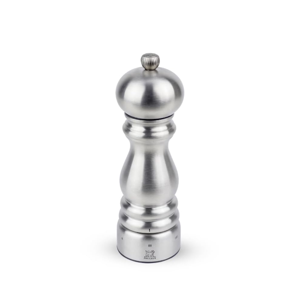 PEUGEOT - Moulin à Sel Paris Chef u'Select 18 cm - 6 Réglages de Moutures Prédéfinies - Innovation Sel Glace, Mécanisme Zirlion - En Inox - Fabrication Française - Coloris Inox