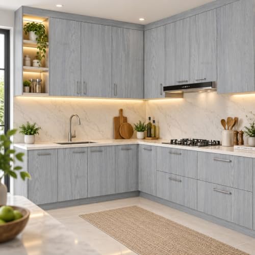 Image of HOME13 Wood Grain Wallpaper Peel and Stick Wood Contact Paper Self Adhesive Removable Thicken Wooden Wall Paper for Kitchen Cabinets Drawer Shelf Liner Waterproof(12x48 Inch, Slate Wooden)