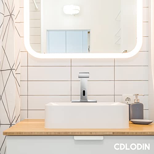 Cdlodin Touchless Bathroom Faucet,Automatic Faucet,Touchless Bathroom Sink Faucets,Sensor Faucet,Touchless Faucet Bathroom,With Control Box And Temperature Mixer With Hole Cover Plate #TOP6