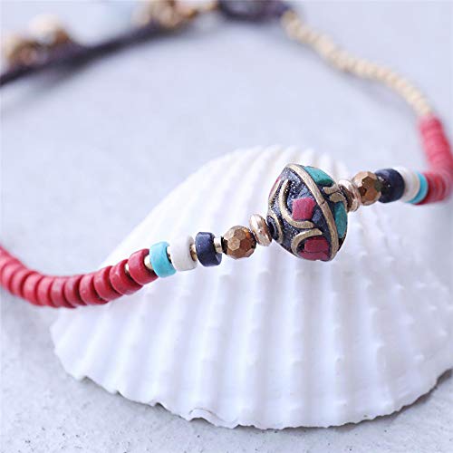 Image of kelistom Bohemian Ankle Bracelets for Women Handmade Natural Stone Beaded Chain Anklet