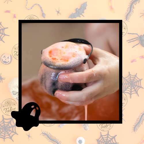 Happy Halloween Spooky Orange Spider Scary Witches Bubbling Cauldron Bath Bomb Fizzer. Handmade in UK. Horror Bubbling Bathbomb Bath Fun - Image 4
