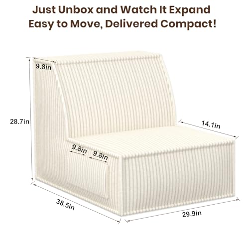 Image of Single Sofa Seat, Memory Foam Couch with Back Support, Mini Sofa, Resistant to Sagging, Suitable for Small Spaces, Living Rooms, Apartments, Dorms, Offices, White