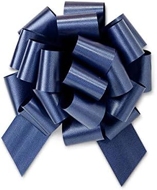 Arco de satén azul marino de 5.5 pulgadas, 20 bucles, envoltura de regalo, envoltura de regalo de Navidad, boda, lazos de tirar, lazos de cuerda,