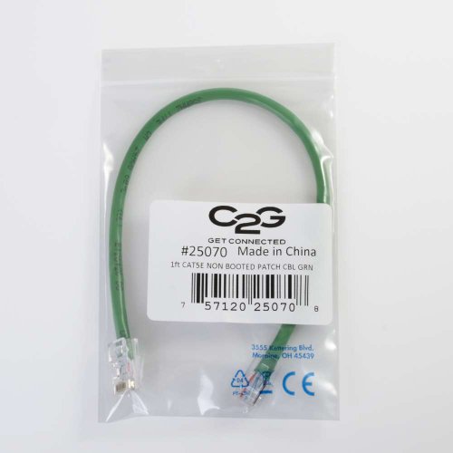 Image of C2G 00944 Cat5e Cable - Non-Booted Unshielded Ethernet Network Patch Cable, Green (6 Inches)