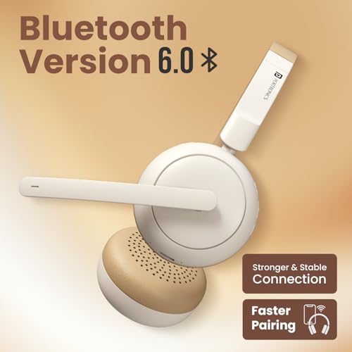 Image of Portronics Muffs A3 On Ear Headphone with Inbuilt Flexible Boom Mic & Dual ENC Technology, Upto 50 Hours Playtime, Deep Bass, Bluetooth Version 6.0, 40mm Dynamics Driver, Type C Fast Charging(Beige)