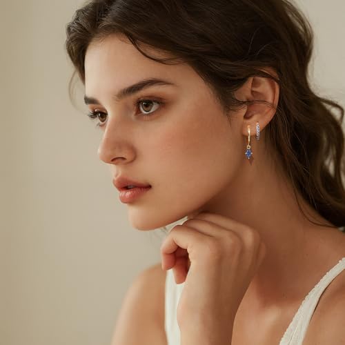 GEORGE · SMITH Gold Hoop Earrings Set for Women, Cubic Zirconia Gold Hoop Earrings Stud, Huggie Hoop Earrings Set for Women Hypoallergenic (3 Pairs)4