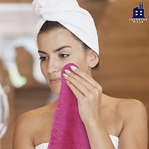 Westlane Linens 100% Cotton Face Cloths Pack of 12 Flannels & Washcloths Super Soft Hotel Quality (12, 30x30 Pink(Fushia))