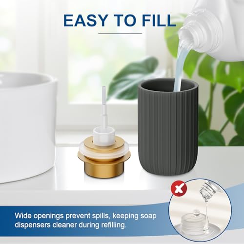 Image of Ceramic Foaming Soap Dispenser, 12 oz Bathroom Foam Hand Soap Dispenser, Refillable Lotion Soap Dispenser with Removable Pump for Kitchen Hand Wash Dispenser, Modern Home Decor (2Pack-Matte Grey)
