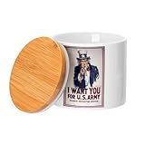 Pot en Céramique avec couvercle Bambou - I Want You U S Army Classic Vintage Poster Guerre War Amerique America - 473 ml (16 oz) - Bocal