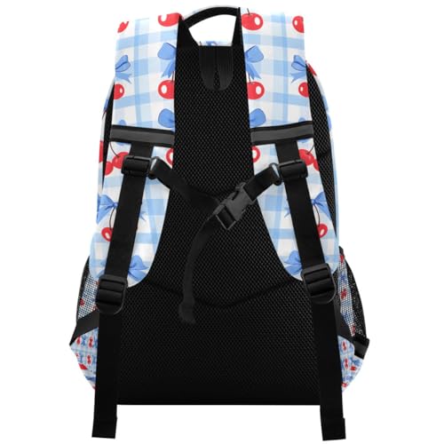 Cherry Blue Bow Grid Pattern Backpacks for Kids School Bag Student Backpack Bookbag For Boys Girls Casual Bag2