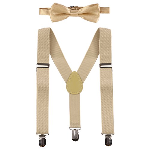 image for FYMNSI Kid Y-Back Adjustable Brace Suspender Pre-Tied Bowtie Short Tri
