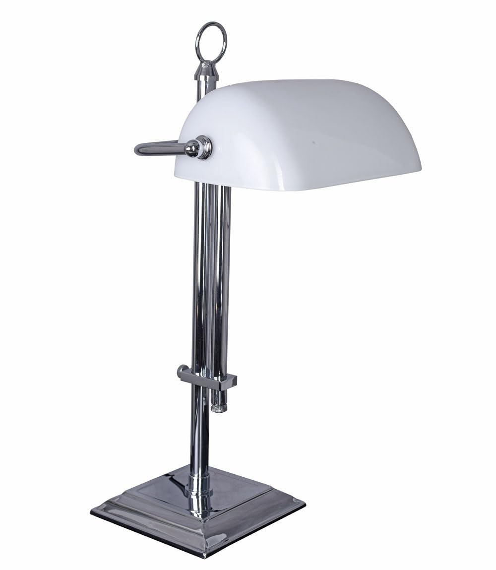 Lampa bankierska lampa biurkowa (bez żarówki) styl secesyjny biały i srebrny 48 cm lampa bankierska xcl121 Palazzo ekskluzywny