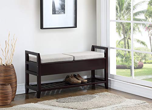 Roundhill Furniture Vannes Espresso Storage Shoe Bench