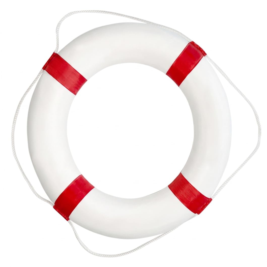 Pool-Sicherheitsring, Nicht aufblasbarer Pool-Rettungsring für Strand, Rot und Weiß