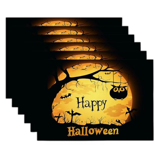 Sets de table Halloween effrayants pour décoration de table de fête jaune