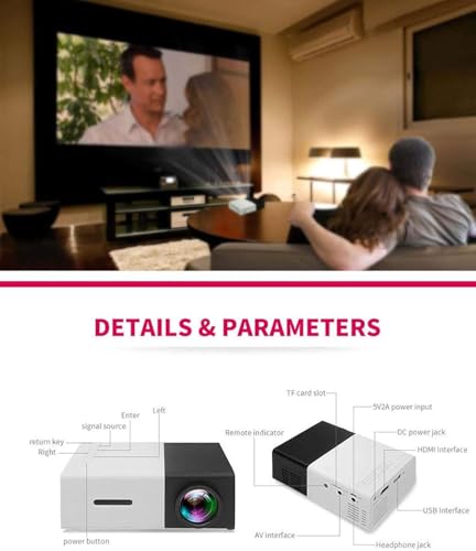 Image of Portable Mini Smart Projector Compatible with Android iOS Laptop firestick - 60 inch Projection | 1080P FHD Support | with HDMI & Remote (Black /Yellow /Blue - Subject to Availability)