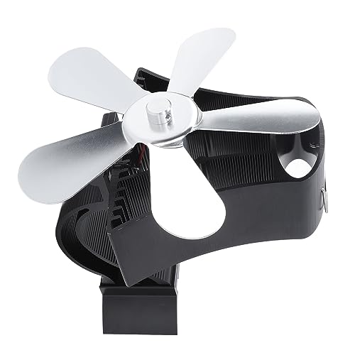Xiuganpo Ventilador de Estufa de Leña Eficiente, Ventilador para Hogar con 5 Aspas, Accionado por Calor, para Calentar Estufas de Queroseno, Uso Doméstico (SILVER)