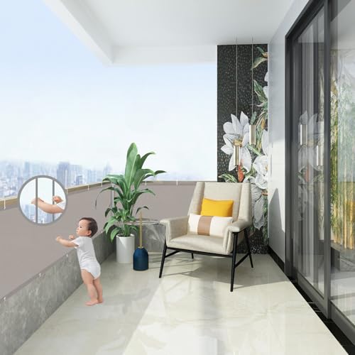AXT SHADE Balkon Sichtschutz Wetterfest 90x600cm Balkonverkleidung Balkonabdeckung Balkonbespannung Blickdichte Windschutz und UV-Schutz mit Kabelbinder für Balkongeländer-Taupe