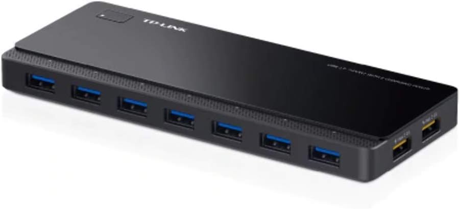 TP-Link 7-Port USB 3.0 Micro B Hub with 2 Exclusive 2.4 A Charging Ports, Anti-static Protection, 1m USB3.0 Cable, Compatible with Windows, Mac OS X and Linux systems, Black (UH720)