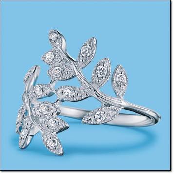 Avon Sterling Silver Leaf Bypass Ring - Size 7
