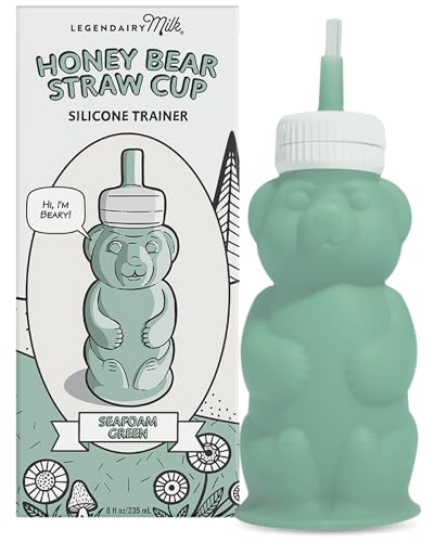 Legendairy Milk Honey Bear Straw Cup Silicone for Babies (Green), 8 oz. Dishwasher Safe, Food Grade Silicone, Honeybear Sippy Cup for Ages 4+ Months
