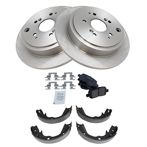 Image of TRQ Rear Brake Pad and Rotor Set Ceramic Compatible with 2003-2008 Honda Pilot