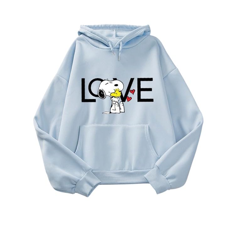 u.k fashions Women’s Light Blue Printed Hoodie | Cute Cartoon Design Sweatshirt Jacket | Soft Cotton Fleece Winter Wear for Women-picture-10