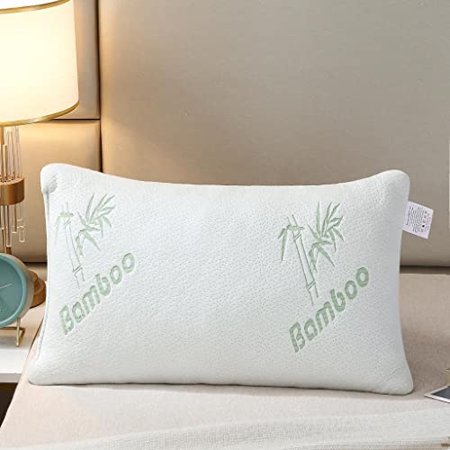 Best Linen Bamboo Memory Foam Pillow Neck & Shoulder Support Sleeping Comfortable Bed Pillows Hypoallergenic & Antibacterial Vacuum Packed (Pack Of 1, White)