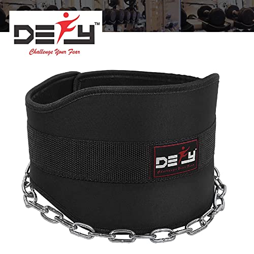 Defy Dip Belt For Weight Lifting -Comfort Fit Neoprene Weight Lifting Belt With Chain-Workout Equipment For Men & Women-Belt With 36" Steel Chain For Weightlifting, Powerlifting & Strength Training #TOP5