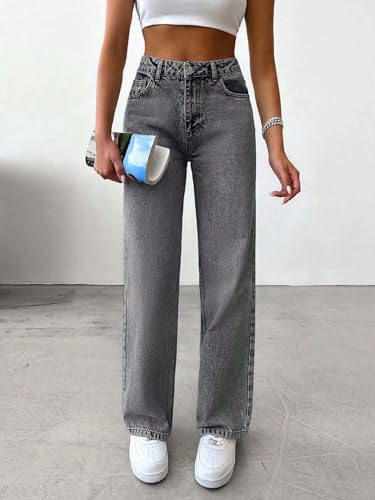 Image of KOTTY Women's High-Waist Button Relaxed Fit Casual Ankle Length Stylish Jeans