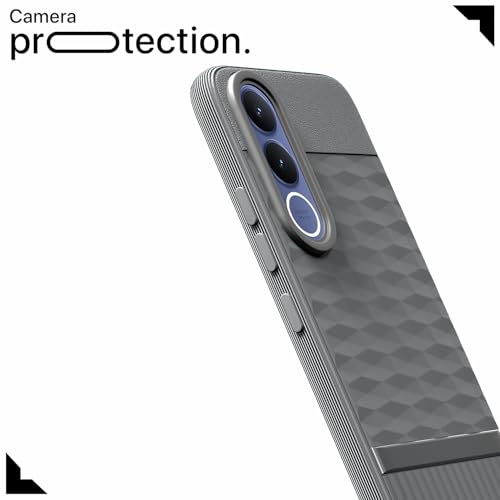Image of Pikkme Back Cover for Vivo V70 FE 5G Camera Protection 3D Hexa Cube Design Silicone Protective Bumper Case (Grey)