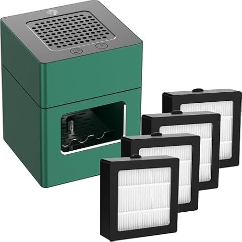 Multifunctional Smokeless Ashtray(Green) and HEPA Filter (4 pack) Cover