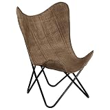 Silla de Mariposa, Sillón para Salón Silla de Relax Silla Butterfly Mariposa de Lona Gris Topo