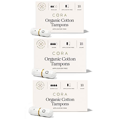 Cora Organic Cotton Non-Applicator Tampons; Chlorine & Toxin Free - Variety Pack