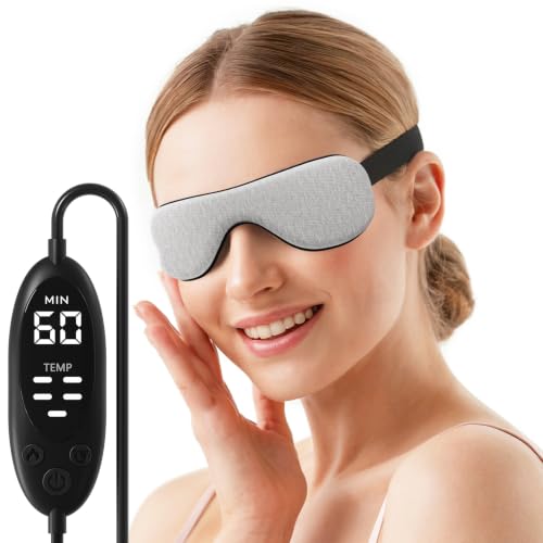 Heated Eye Mask Warm Compress for Dry Eyes USB Electric Heating Pad for Stye & Chalazion Eye Treatment Eye Sleep Mask for Dark Circles and Puffiness Relief FSA Eligible (Gray)