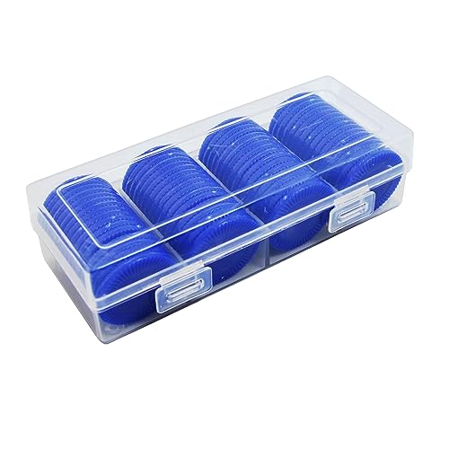 Smartdealspro Undurchsichtiger Lernzähler aus Kunststoff, Mini-Poker-Chips, Spielsteine mit Aufbewahrungsbox (Dunkelblau, 32 mm (64 Stück, Sonnenblume)