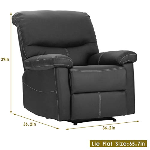 Fdw Pu Leather Sofa Recliner Couch Recliner Sofa Manual Reclining Sofa For Living Room Black #TOP6
