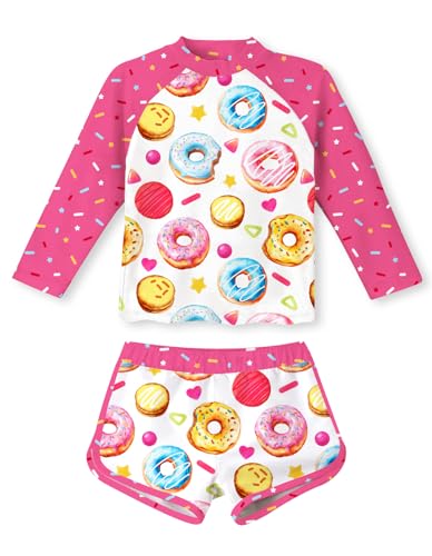 Image of TUONROAD Girls 2 Pieces Rash Guard Swimsuit Long Sleeve Tankini for 4-10 Years