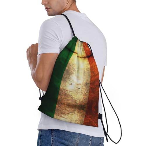 Irish Flag Print Drawstring Backpack Lightweight Sport Bag,Pull String Back Sack Suitable Gym,Travel3