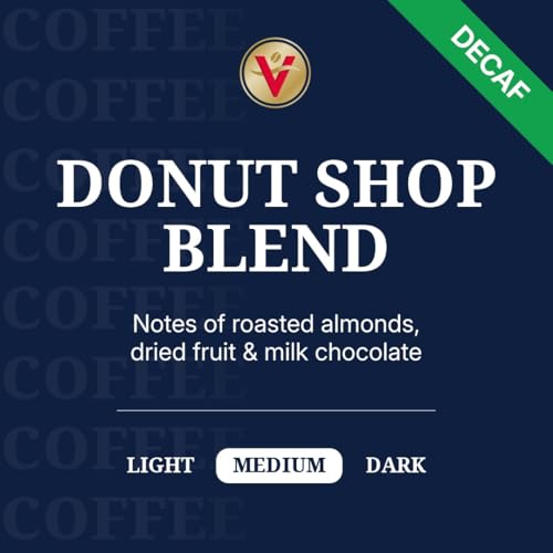 Image of Victor Allen's Coffee Decaf Donut Shop, Medium Roast, 80 Count Single Serve Coffee Pods for Keurig K-Cup Brewers | 100% Arabica beans, Compatible with Keurig 2.0, Under 5mg caffeine per serving, Kosher-OU (Pareve), Single serve coffee pods