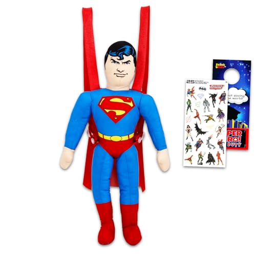 Sac à dos en peluche Superman DC Comics de 40 cm pour enfant avec autocollants