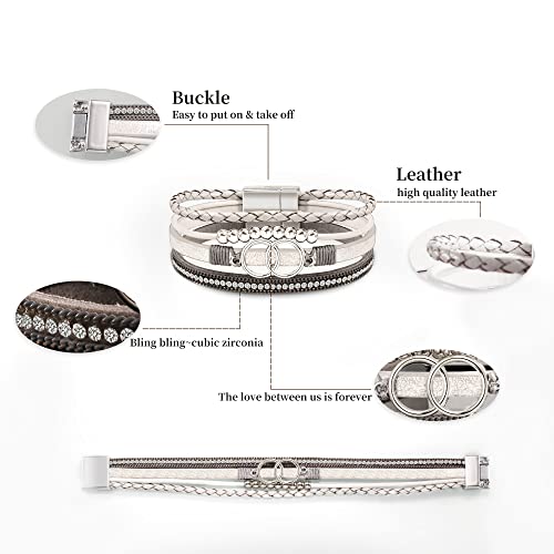 Btysun Bracelets For Women Birthday Gifts For Mom Women Teen Girl Gifts Leather Wrap Crystal Cuff Bracelets For Girlfriend Valentiens Day Gifts For Her #TOP3