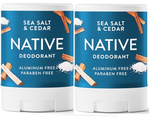 Native Deodorant Aluminum Free Sea Salt & Cedar for Women and Men Travel Size 0.5oz (Pack of 2)