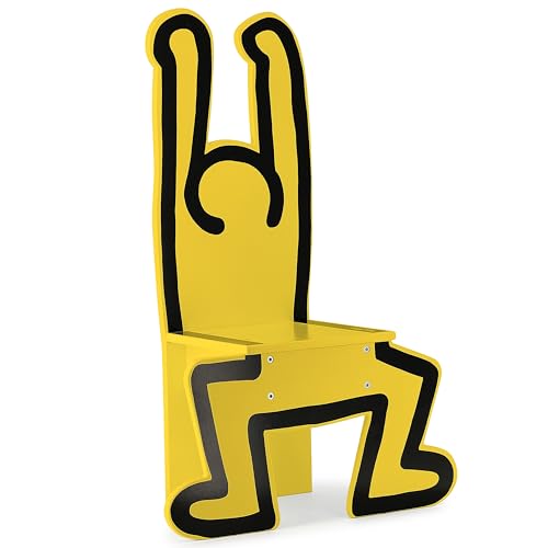 Chaise en bois pour enfants Keith Haring Vilac jaune, jeux jouets poufs de créateur
